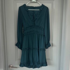 Elegant Teal Ruffle Dress